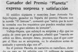 Ganador del Premio "Planeta" expresa sorpresa y satisfacción. Ganador del Premio "Planeta" expresa sorpresa y satisfacción.