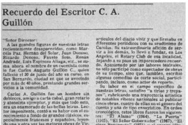 Recuerdo del escritor C. A. Guillón