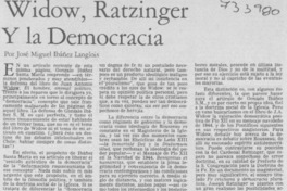 Widow, Ratzinger y la democracia Widow, Ratzinger y la democracia