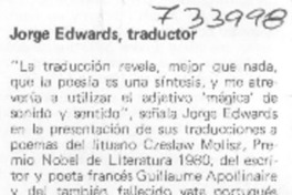 Jorge Edwards, traductor Jorge Edwards, traductor