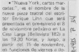Nueva York, cartas marcadas". Nueva York, cartas marcadas".