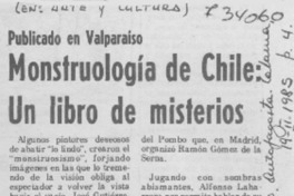 Monstruología de Chile, un libro de misterios Monstruología de Chile, un libro de misterios