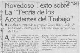 Novedoso texto sobre la "Teoría de los accidentes del trabajo".