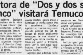 Autora de "Dos y dos son cinco" visitará Temuco. Autora de "Dos y dos son cinco" visitará Temuco.