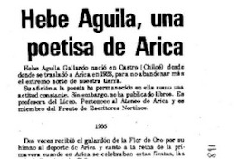 Hebe Aguila, una poetisa de Arica. Hebe Aguila, una poetisa de Arica.