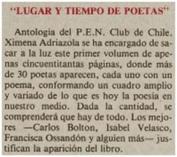 "Lugar y tiempo de poetas".
