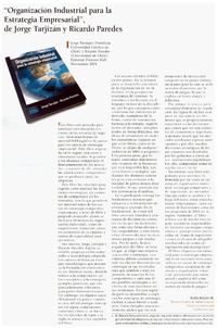 Organización industrial para la estrategia empresarial", de Jorge Tarjizán y Ricardo Paredes