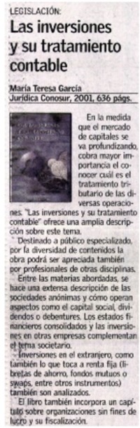 Las inversiones y su tratamiento contable.