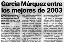 García Márquez entre los mejores de 2003. García Márquez entre los mejores de 2003.