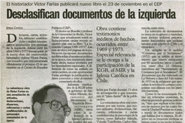 Desclasifican documentos de la izquierda Desclasifican documentos de la izquierda