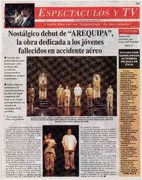 Nostálgico debut de "Arequipa", la obra dedicada a los jóvenes fallecidos en accidente aéreo Nostálgico debut de "Arequipa", la obra dedicada a los jóvenes fallecidos en accidente aéreo