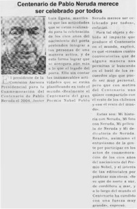 Centenario de Pablo Neruda merece ser celebrado por todos.