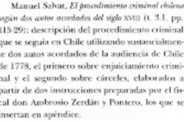 El procedimiento criminal chileno según dos autos acordados del siglo XVIII El procedimiento criminal chileno según dos autos acordados del siglo XVIII