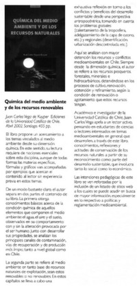 Química del medio ambiente y de los recursos renovables.