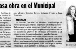 Reestrenan exitosa obra en el Municipal. Reestrenan exitosa obra en el Municipal.