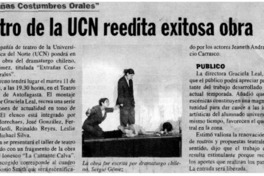 Teatro de la UCN reedita exitosa obra. Teatro de la UCN reedita exitosa obra.