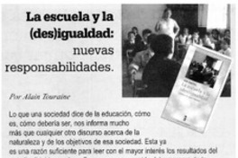 La escuela y la (des)igualdad: nuevas responsabilidades La escuela y la (des)igualdad: nuevas responsabilidades