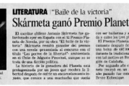 Skármeta ganó Premio Planeta de Novela Skármeta ganó Premio Planeta de Novela