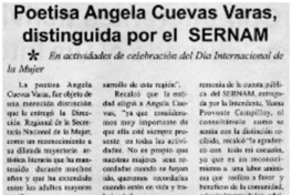 Poetisa Angela Cuevas Varas, distinguida por el SERNAM Poetisa Angela Cuevas Varas, distinguida por el SERNAM