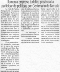 Llaman a empresa turística provincial a participar de políticas por Centenario de Neruda.