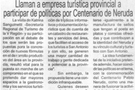 Llaman a empresa turística provincial a participar de políticas por Centenario de Neruda.