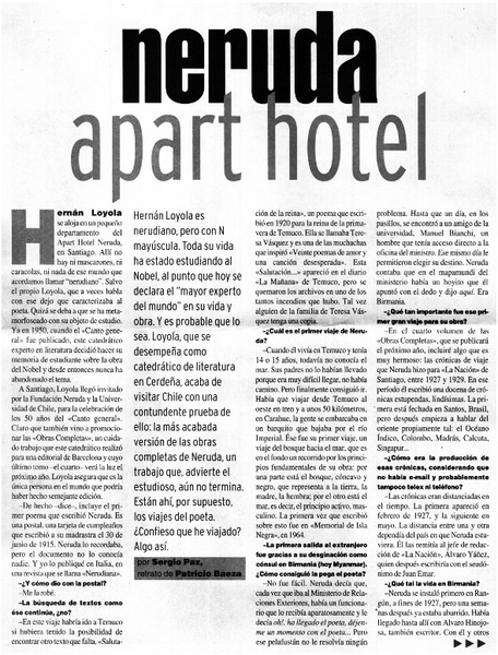 Neruda apart hotel: [entrevistas]