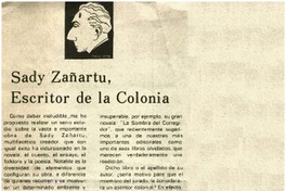 Sady Zañartu, escritor de la Colonia Sady Zañartu, escritor de la Colonia