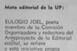 Meta editorial de la UP. Meta editorial de la UP.