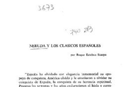 Neruda y los clásicos españoles Neruda y los clásicos españoles