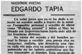 Nuestros poetas : Edgardo Tapia Nuestros poetas : Edgardo Tapia