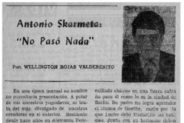 Antonio Skarmeta "No pasó nada" Antonio Skarmeta "No pasó nada"