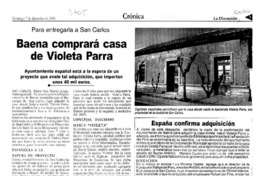 Baena comprará casa de Violeta Parra Baena comprará casa de Violeta Parra