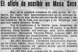 El oficio de escribir en Mesa Seco El oficio de escribir en Mesa Seco