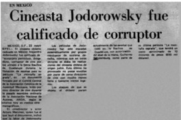 Cineasta Jodorowsky fue calificado de corruptor. Cineasta Jodorowsky fue calificado de corruptor.