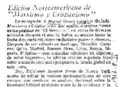 Edición Norteamericana de "Marxismo y Cristianismo". Edición Norteamericana de "Marxismo y Cristianismo".