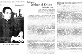 Criticar al crítico Criticar al crítico