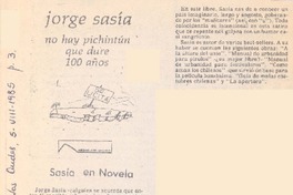 Jorge Sasía "No hay pichintún que dure 100 años". Jorge Sasía "No hay pichintún que dure 100 años".