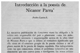 Introducción a la poesía de Nicanor Parra
