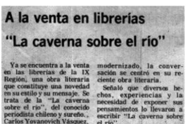 A la venta en librerías "La caverna sobre el río" A la venta en librerías "La caverna sobre el río"