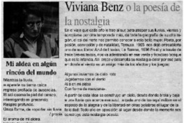 Viviana Benz o la poesía de la nostalgia. Viviana Benz o la poesía de la nostalgia.