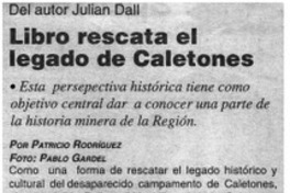 Libro descata el legado de caletones Libro descata el legado de caletones