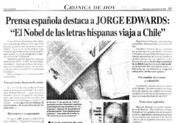 Prensa española destaca a Jorge Edwards. Prensa española destaca a Jorge Edwards.