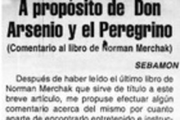 A propósito de Don Arsenio y el peregrino A propósito de Don Arsenio y el peregrino
