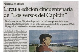 Circula edición cincuentenaria de "Los versos del Capitán" Circula edición cincuentenaria de "Los versos del Capitán"