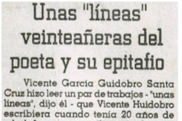 Unas líneas veinteañeras del poeta y su epitafio Unas líneas veinteañeras del poeta y su epitafio