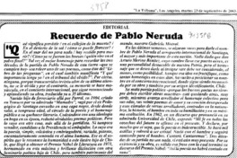 Recuerdo de Pablo Neruda Recuerdo de Pablo Neruda