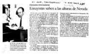 Ensayistas suben a las alturas de Neruda