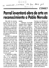 Parral levantará obra de arte en reconocimiento a Pablo Neruda