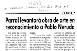 Parral levantará obra de arte en reconocimiento a Pablo Neruda