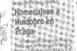 Homenajean a Huidobro en Praga.